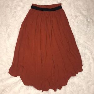 H&M Rust Colored High Waisted Midi Skirt